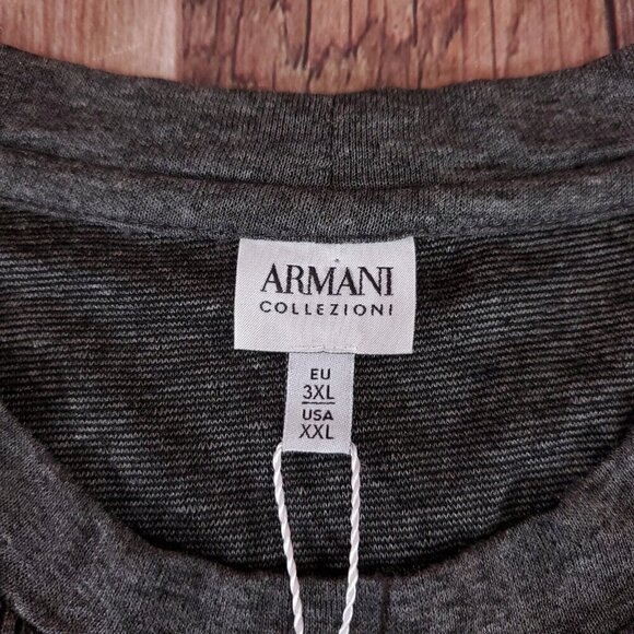 NWT Armani Collezioni Mens Size XXL Gray Crew Neck Pullover Shirt Viscose Blend - Picture 12 of 16